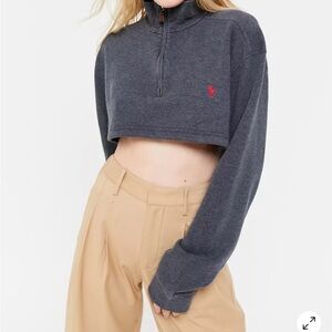 Urban Outfitters Urban Renewal Recycled Super Cropped Quarter-Zip Top